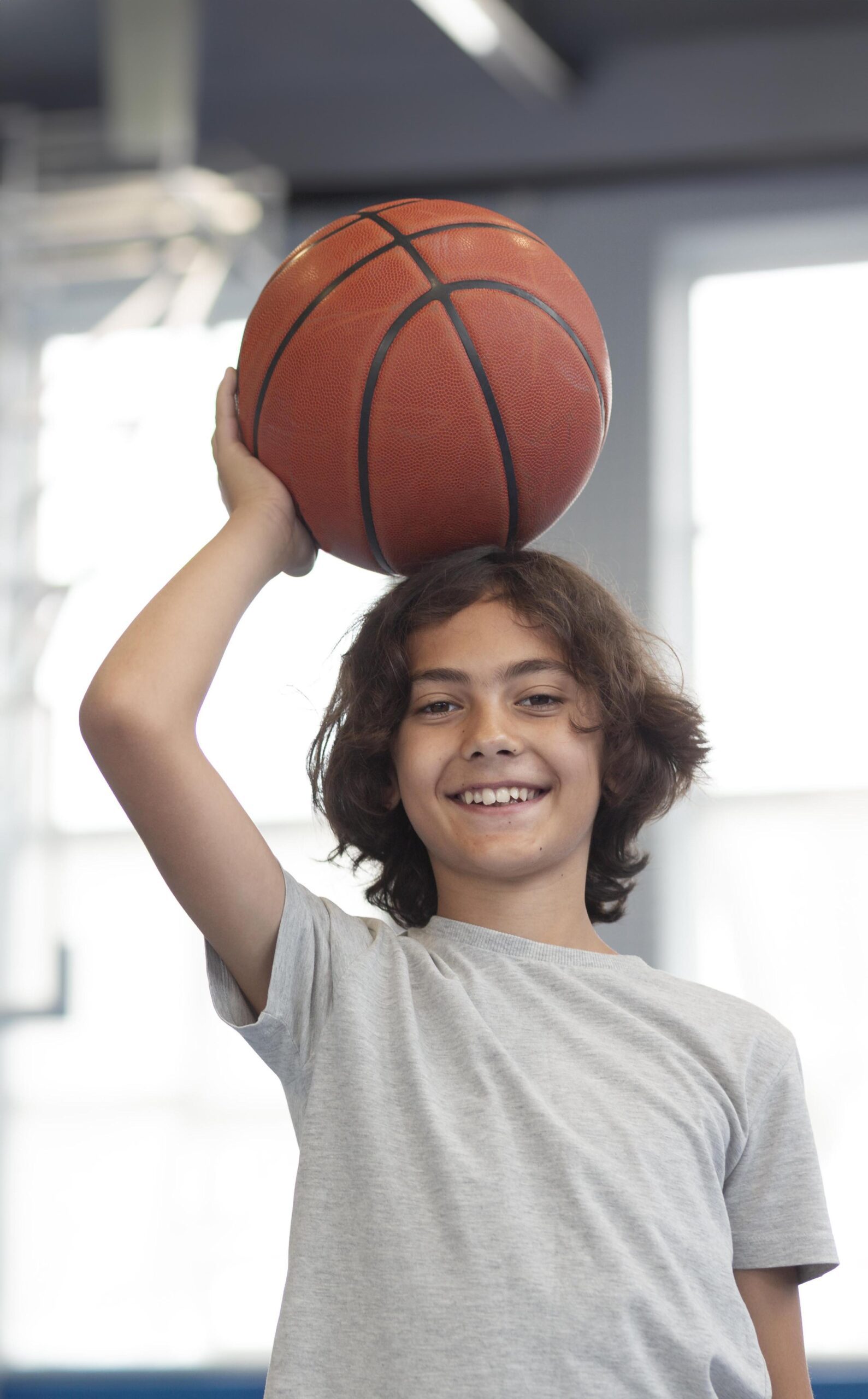 Boy holding basketball